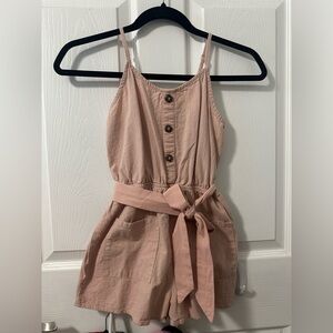 Girls SHEIN Blush Pink Romper with Belt | adjustable strap, pockets